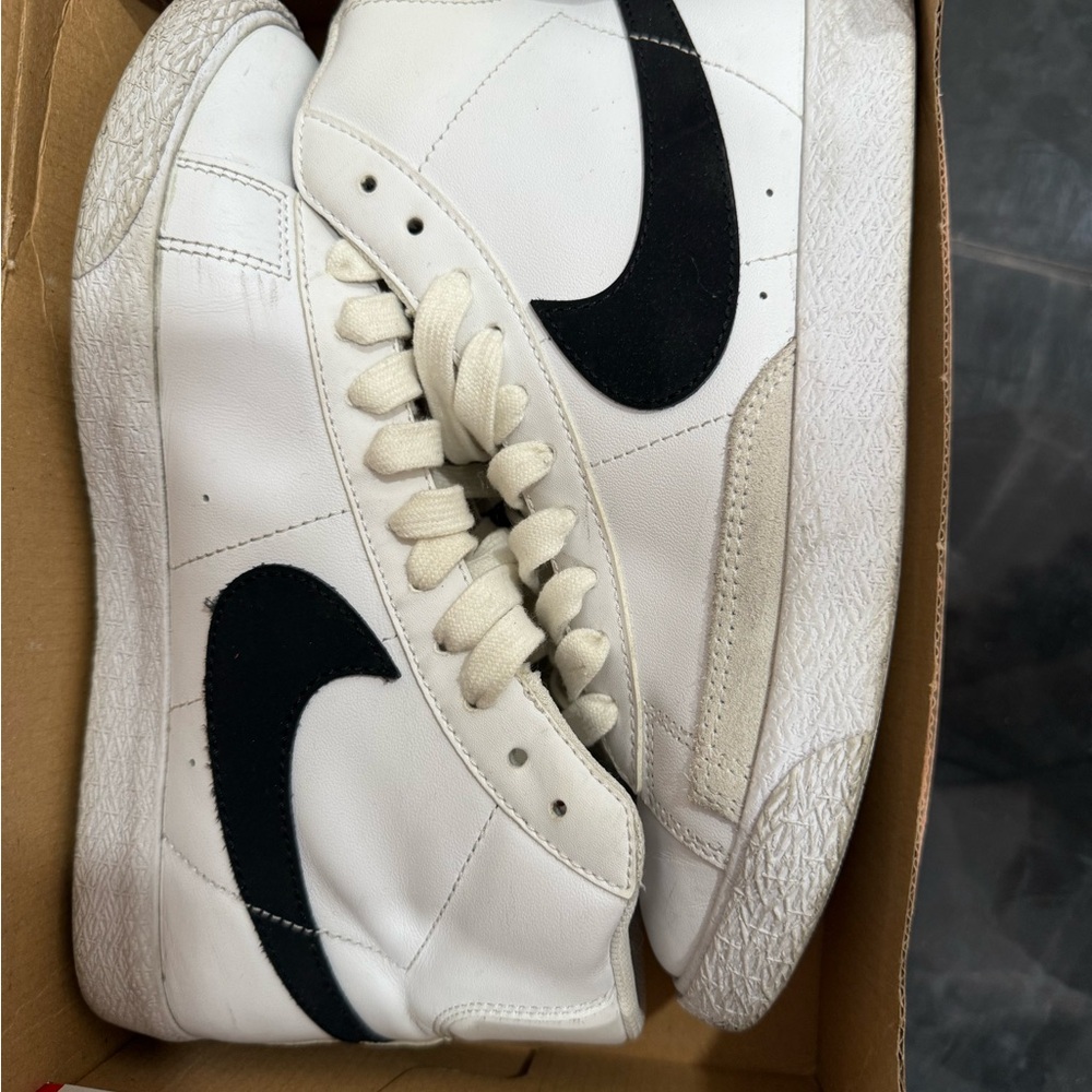 White and Black High-Top Sneakers